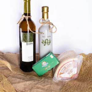 Vino queso aceite anchoas