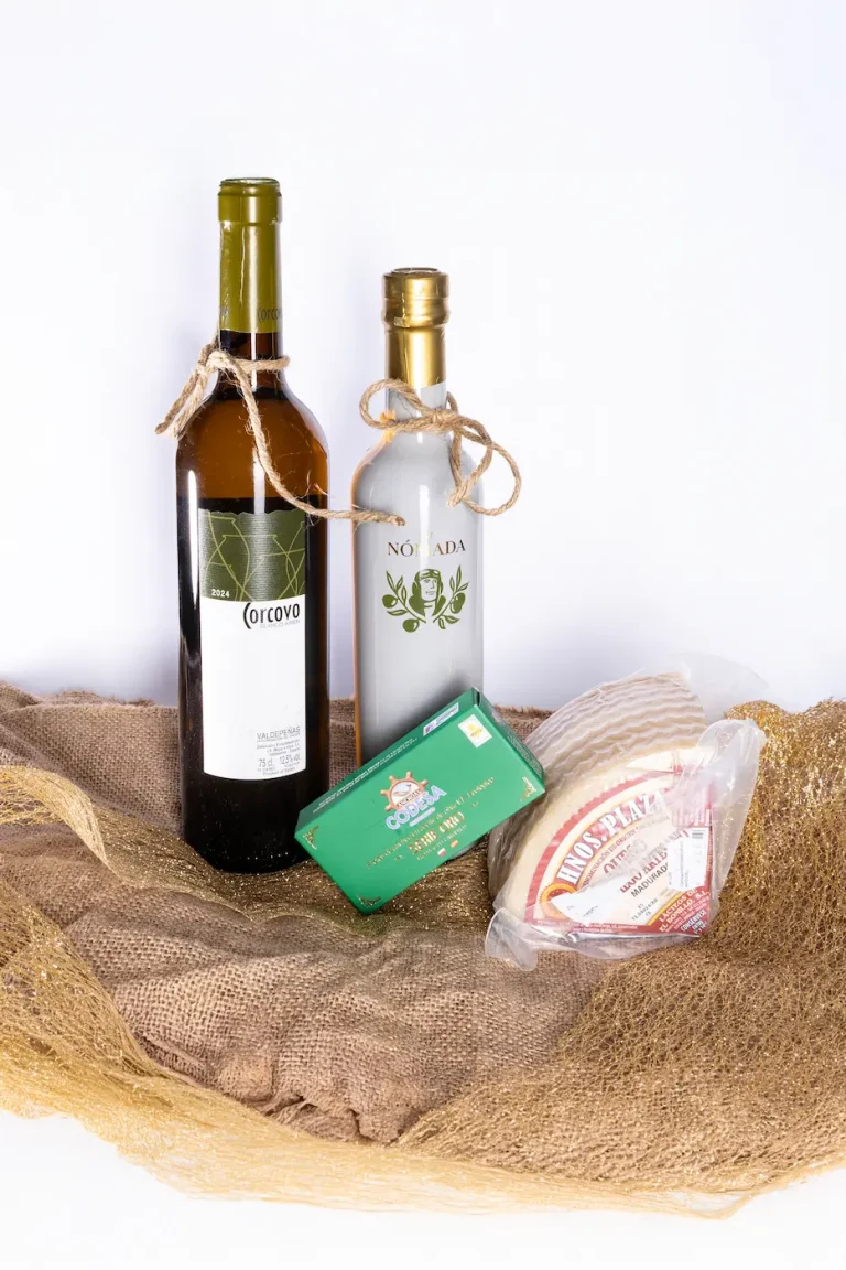 Vino queso aceite anchoas
